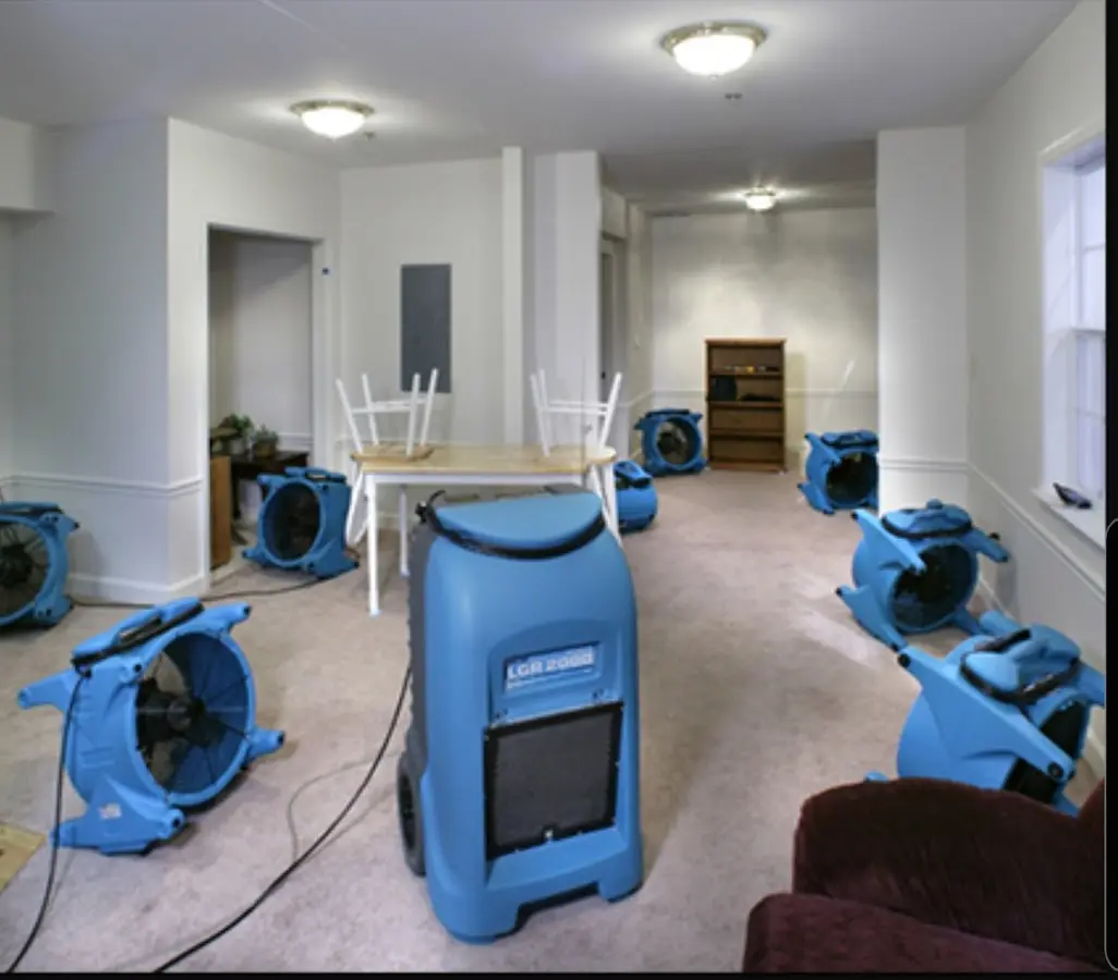 Air movers and dehumidifier setup for Water Extraction & Removal in St. Peters